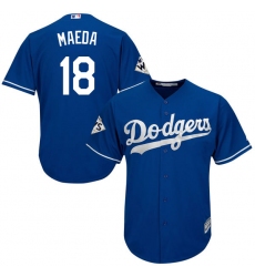 Youth Majestic Los Angeles Dodgers #18 Kenta Maeda Replica Royal Blue Alternate 2017 World Series Bound Cool Base MLB Jersey