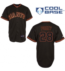 Men's Majestic San Francisco Giants #28 Buster Posey Authentic Black Cool Base MLB Jersey