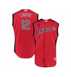 Men's Cleveland Indians #12 Francisco Lindor Authentic Red American League 2019 Baseball All-Star Jersey