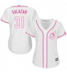 Women's Majestic Cleveland Indians #31 Danny Salazar Replica White Fashion Cool Base MLB Jersey