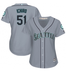 Women's Majestic Seattle Mariners #51 Ichiro Suzuki Authentic Grey Road Cool Base MLB Jersey