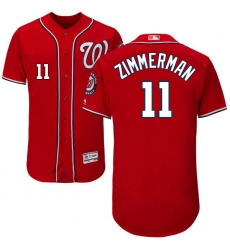 Men's Majestic Washington Nationals #11 Ryan Zimmerman Red Alternate Flex Base Authentic Collection MLB Jersey