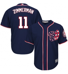 Youth Majestic Washington Nationals #11 Ryan Zimmerman Authentic Navy Blue Alternate 2 Cool Base MLB Jersey