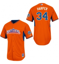 Women's Majestic Washington Nationals #34 Bryce Harper Replica Orange National League 2013 All-Star BP MLB Jersey
