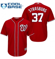 Youth Majestic Washington Nationals #37 Stephen Strasburg Replica Red Alternate 1 Cool Base MLB Jersey