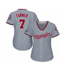 Women's Washington Nationals #7 Trea Turner Authentic Grey Road Cool Base 2019 World Series Bound Baseball Jersey