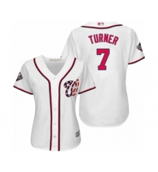 Women's Washington Nationals #7 Trea Turner Authentic White Home Cool Base 2019 World Series Bound Baseball Jersey