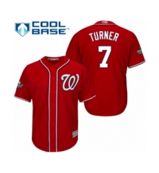 Youth Washington Nationals #7 Trea Turner Authentic Red Alternate 1 Cool Base 2019 World Series Bound Baseball Jersey