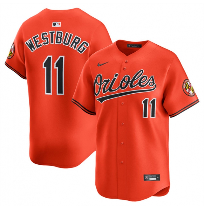 Men's Baltimore Orioles #11 Jordan Westburg Orange 2025 2nd Alternate Limited Cool Base Stitched Baseball Jersey