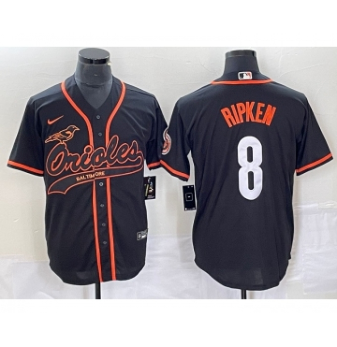 Men's Baltimore Orioles #8 Cal Ripken Jr Black Cool Base Stitched Baseball Jersey