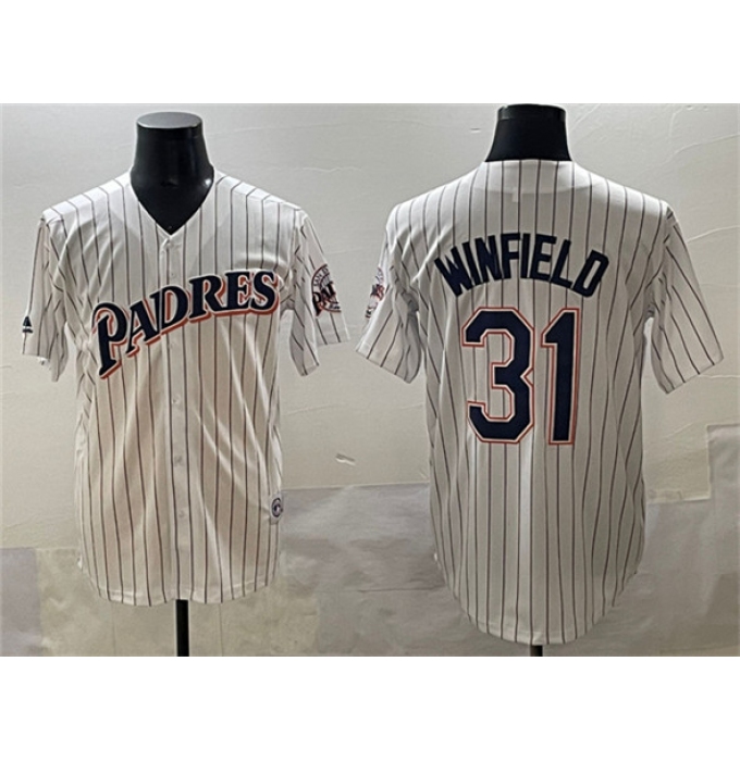 Men's San Diego Padres #31 Dave Winfield White Throwback With Cool Base Stitched Baseball Jersey
