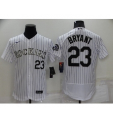 Men's Colorado Rockies #23 Kris Bryant White Stitched MLB Flex Base Nike Jersey