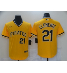 Men's Nike Pittsburgh Pirates #21 Roberto Clemente Gold Showtime Authentic Jersey