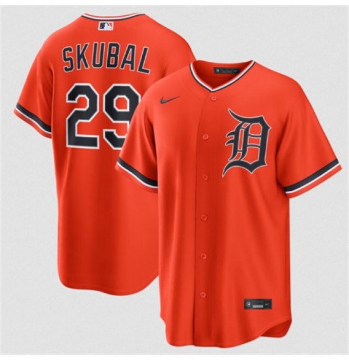 Men's Detroit Tigers #29 Tarik Skubal Orange Alternate Stitched Baseball Jersey