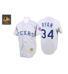 Men's Mitchell and Ness Texas Rangers #34 Nolan Ryan Authentic Grey Throwback MLB Jersey