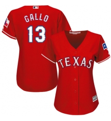 Women's Majestic Texas Rangers #13 Joey Gallo Replica Red Alternate Cool Base MLB Jersey