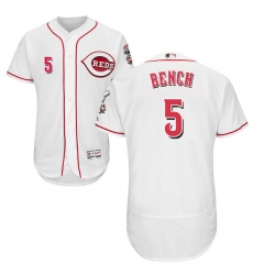 Men's Majestic Cincinnati Reds #5 Johnny Bench White Home Flex Base Authentic Collection MLB Jersey