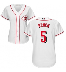 Women's Majestic Cincinnati Reds #5 Johnny Bench Replica White Home Cool Base MLB Jersey