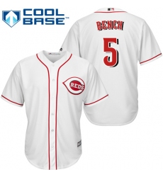 Youth Majestic Cincinnati Reds #5 Johnny Bench Replica White Home Cool Base MLB Jersey