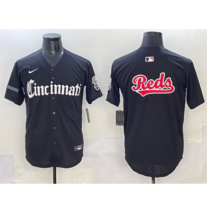 Men's Cincinnati Reds Team Big Logo Black 'Gothic Queen City Edition' Vapor Premier Limited Stitched Baseball Jersey
