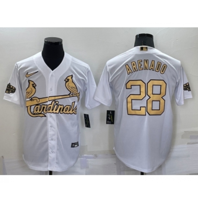 Men's St Louis Cardinals #28 Nolan Arenado White 2022 All Star Stitched Cool Base Nike Jersey