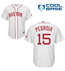 Men's Majestic Boston Red Sox #15 Dustin Pedroia Replica White New Alternate Home Cool Base MLB Jersey