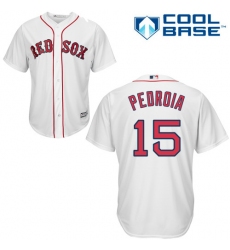 Youth Majestic Boston Red Sox #15 Dustin Pedroia Replica White Home Cool Base MLB Jersey