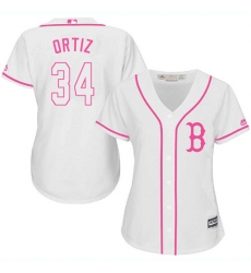 Women's Majestic Boston Red Sox #34 David Ortiz Replica White Fashion MLB Jersey