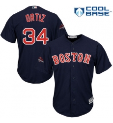 Youth Majestic Boston Red Sox #34 David Ortiz Authentic Navy Blue Alternate Road Cool Base 2018 World