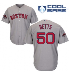 Youth Majestic Boston Red Sox #50 Mookie Betts Authentic Grey Road Cool Base 2018 World Series Champions MLB Jersey