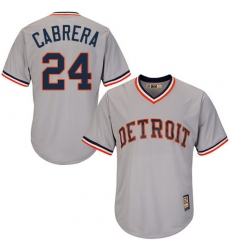 Men's Majestic Detroit Tigers #24 Miguel Cabrera Replica Grey Cooperstown MLB Jersey