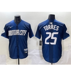Men's Detroit Tigers #25 Gleyber Torres Navy City Connect Cool Base Limited Stitched Jersey