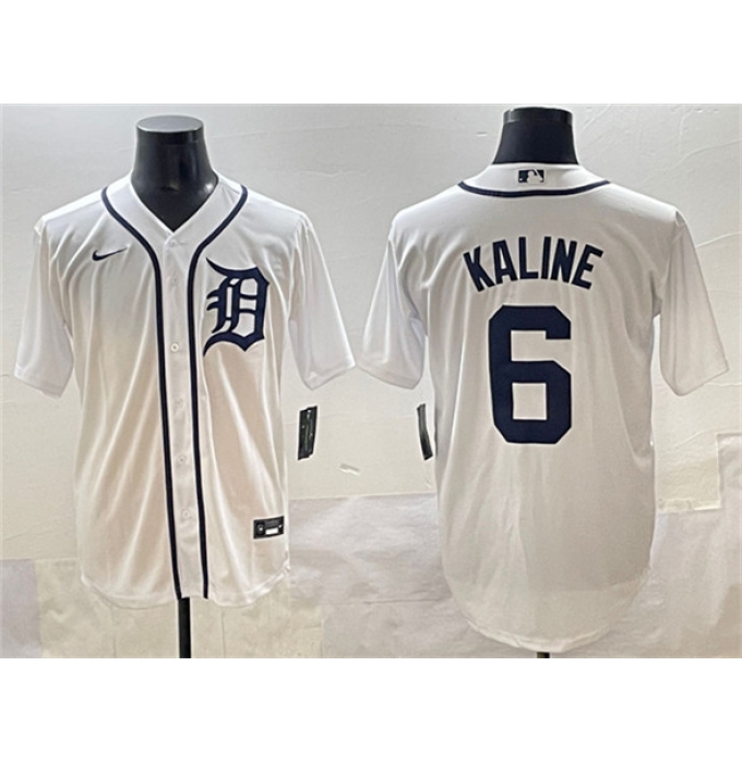 Men's Detroit Tigers #6 Al Kaline White Cool Base Stitched Baseball Jersey
