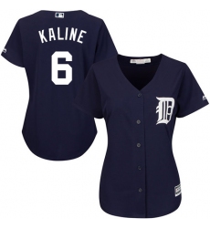 Women's Majestic Detroit Tigers #6 Al Kaline Replica Navy Blue Alternate Cool Base MLB Jersey