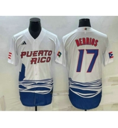 Men's Puerto Rico Baseball #17 Jose Berrios 2023 White World Baseball Classic Stitched Jerseys