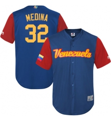 Men's Venezuela Baseball Majestic #32 Jhondaniel Medina Royal Blue 2017 World Baseball Classic Replica Team Jersey