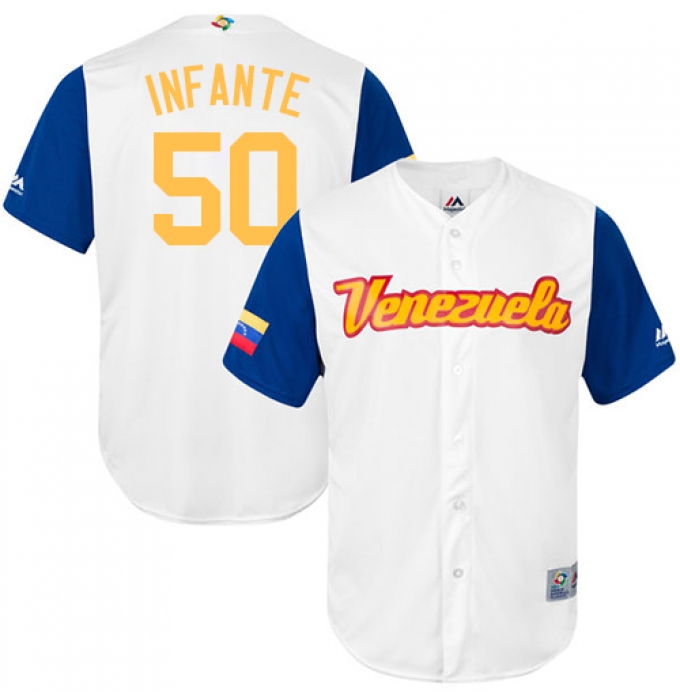 Men's Venezuela Baseball Majestic #50 Gregory Infante White 2017 World Baseball Classic Replica Team Jersey