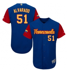 Men's Venezuela Baseball Majestic #51 Jose Alvarado Royal Blue 2017 World Baseball Classic Authentic Team Jersey