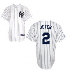 Men's Majestic New York Yankees #2 Derek Jeter Authentic White Name On Back MLB Jersey