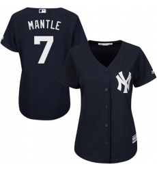 Women's Majestic New York Yankees #7 Mickey Mantle Replica Navy Blue Alternate MLB Jersey