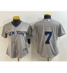 Women's New York Yankees #7 Mickey Mantle 2021 Grey Field of Dreams Cool Base Stitched Jersey