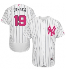 Men's Majestic New York Yankees #19 Masahiro Tanaka Authentic White 2016 Mother's Day Fashion Flex Base MLB Jersey