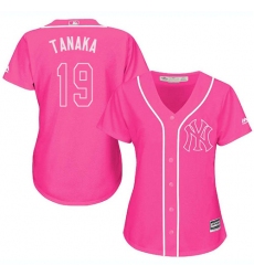 Women's Majestic New York Yankees #19 Masahiro Tanaka Authentic Pink Fashion Cool Base MLB Jersey