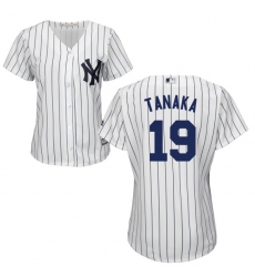 Women's Majestic New York Yankees #19 Masahiro Tanaka Replica White Home MLB Jersey