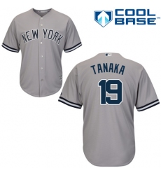 Youth Majestic New York Yankees #19 Masahiro Tanaka Replica Grey Road MLB Jersey