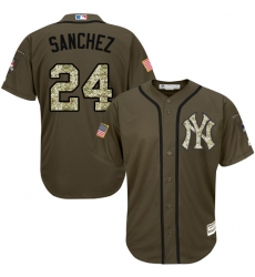 Men's Majestic New York Yankees #24 Gary Sanchez Replica Green Salute to Service MLB Jersey