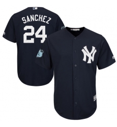 Youth Majestic New York Yankees #24 Gary Sanchez Authentic Navy Blue 2017 Spring Training Cool BaseMLB Jersey