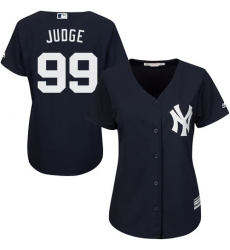 Women's Majestic New York Yankees #99 Aaron Judge Replica Navy Blue Alternate MLB Jersey