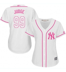 Women's Majestic New York Yankees #99 Aaron Judge Replica White Fashion Cool Base MLB Jersey