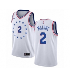 Men's Nike Philadelphia 76ers #2 Moses Malone White Swingman Jersey - Earned Edition